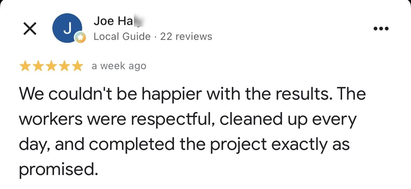 Google review by Joe Haly